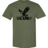 military green-colored t-shirt with a design of u.s army Military Green-Colored T-shirt With U.S Army Logo.