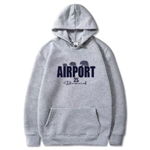 Hoodie Gray Airport Brand Logo Gray Hoodie With Airport Brand Logo