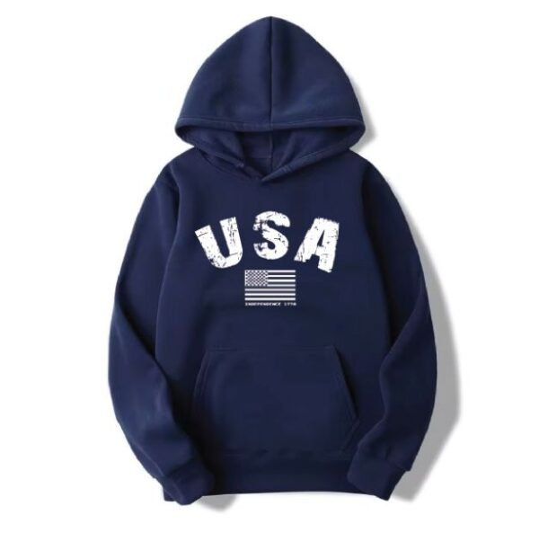 Navy Hoodie With USA Flag Logo
