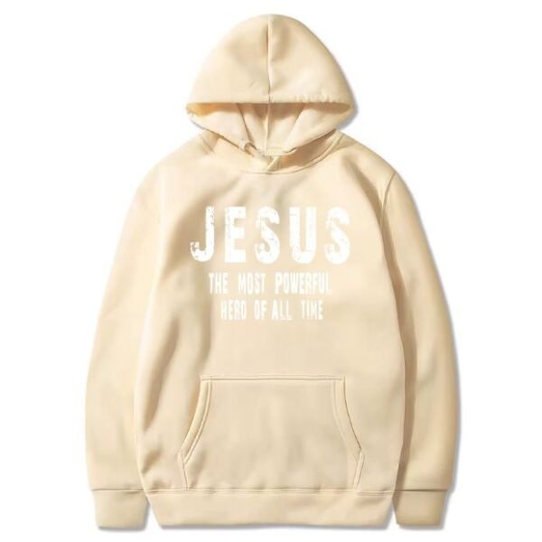 Sand Hoodie With Jesus The Hero Logo