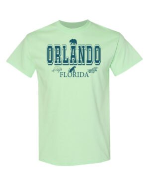 Mint Green-Colored T-shirt With Orlando Florida  Logo.