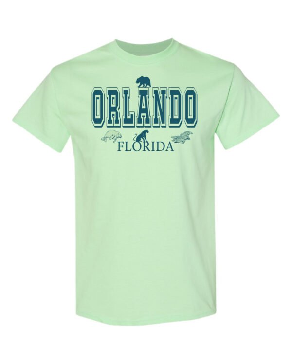 Mint Green-Colored T-shirt With Orlando Florida  Logo.