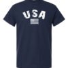 Navy-Colored T-shirt With USA Flag Logo White ink.