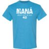 heather sapphire-colored t-shirt with a design of mana Heather Sapphire-Colored T-shirt With MANA Logo.